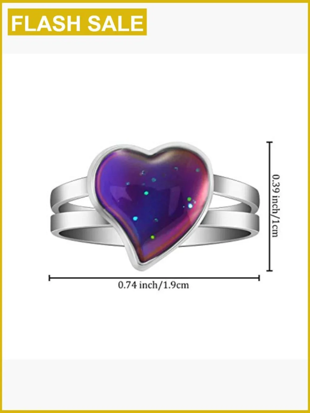 16 Pack Adjustable Mood Rings Heart Shape Color Changing Ring Set for Kids